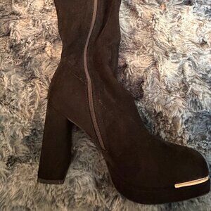 HOT! CHUNKY HEEL OVER THE KNEE- SIMI London Wide Fit platform- black-SIZE 10!!